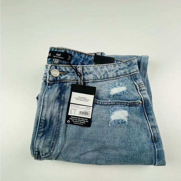 RIOT HIGHWAISTED BUSTED KNEE MOM JEAN light blue - Picture 5 of 5